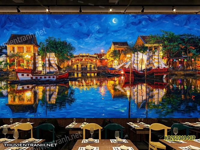 Tranh dán tường phố cổ Hội AnHA260319-13P - Tranh tường chất lượng cao